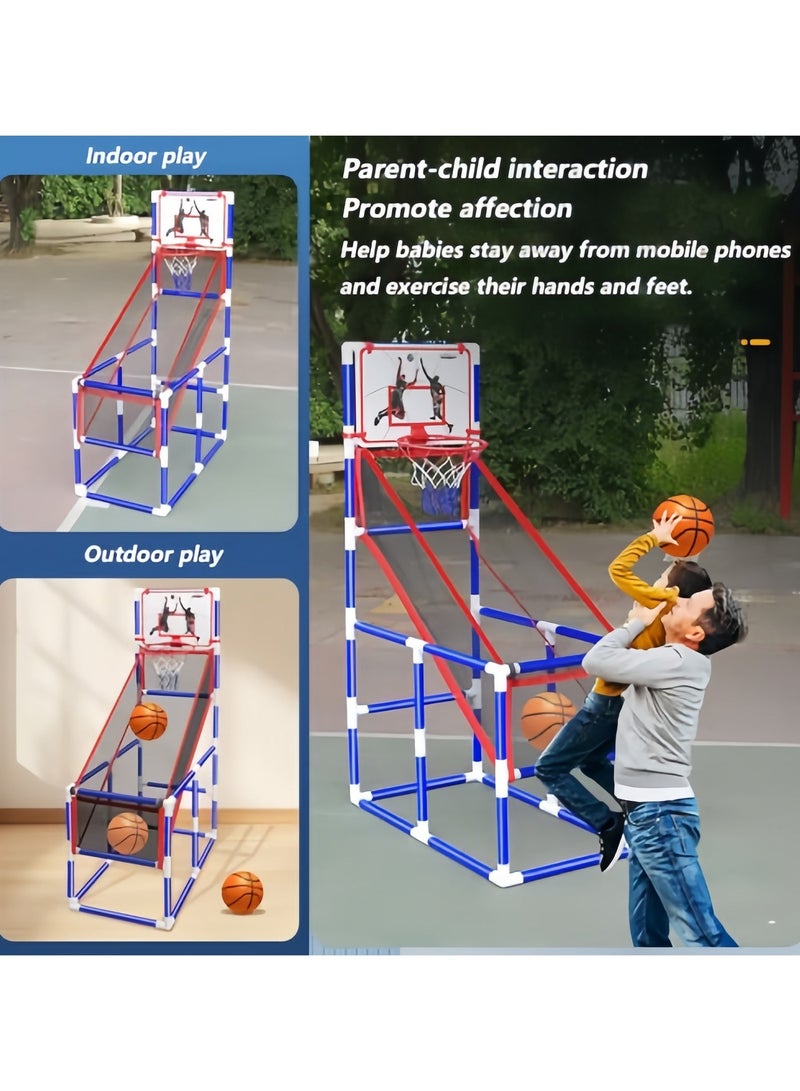 ELFSA Arcade Basketball Game Set for Kids, Ajustable Height Toddler Basketball Hoop with 8 Balls Indoor and Outdoor Sports Toys Gifts for Boys Girls Aged 3-4 5-6 7-12 Years Old (with 8 Balls) - Image 4