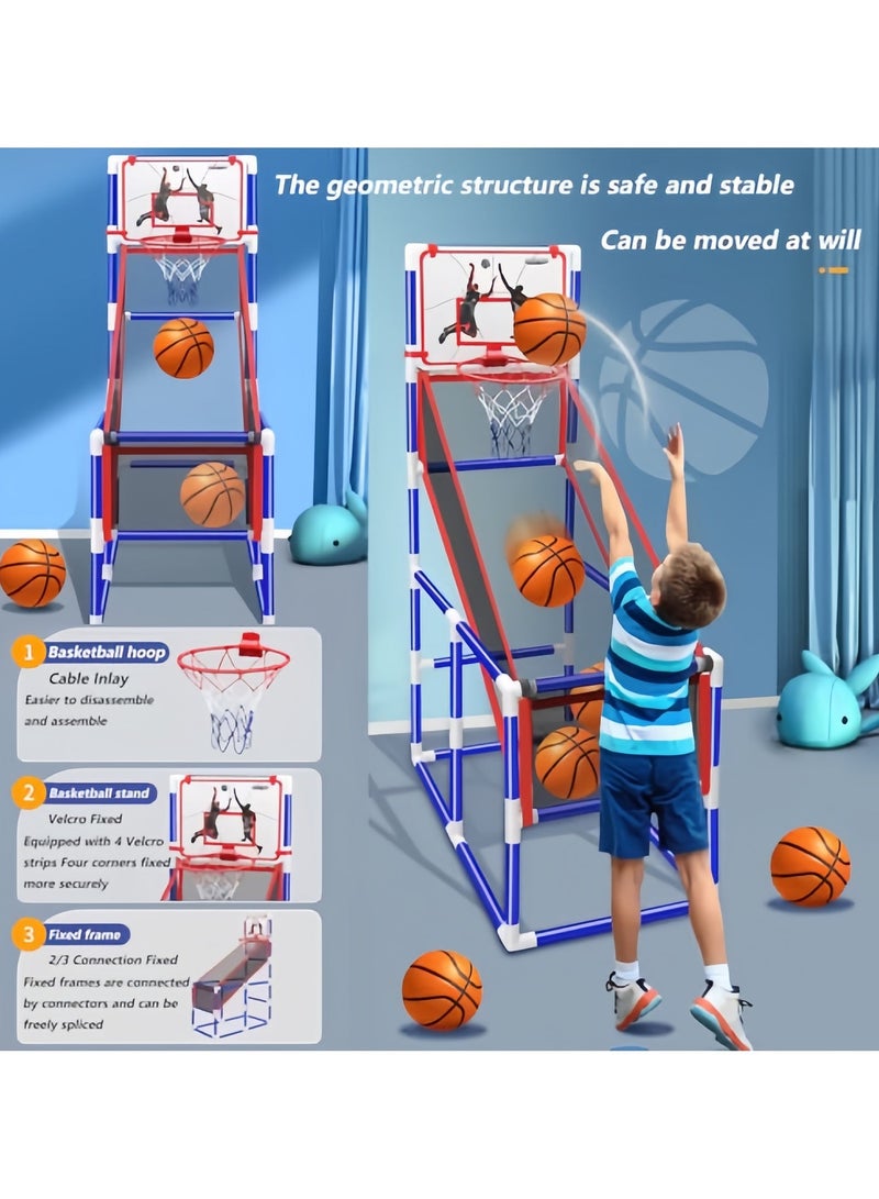 ELFSA Arcade Basketball Game Set for Kids, Ajustable Height Toddler Basketball Hoop with 8 Balls Indoor and Outdoor Sports Toys Gifts for Boys Girls Aged 3-4 5-6 7-12 Years Old (with 8 Balls) - Image 3