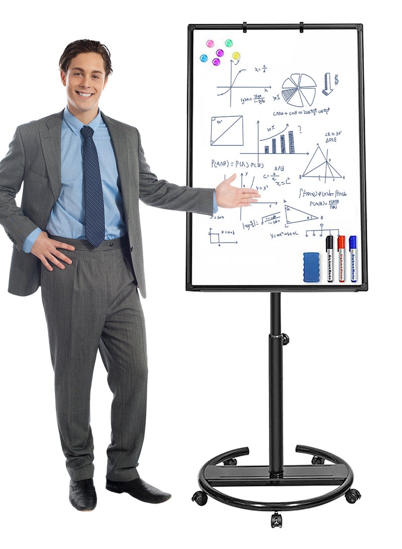Kidle KidLe Dry Erase Boards Rolling Whiteboard, Mobile Round Base Whiteboard - 3-Layer Coated Smooth Surface, Ideal for Team Brainstorming, Education  - Image 1