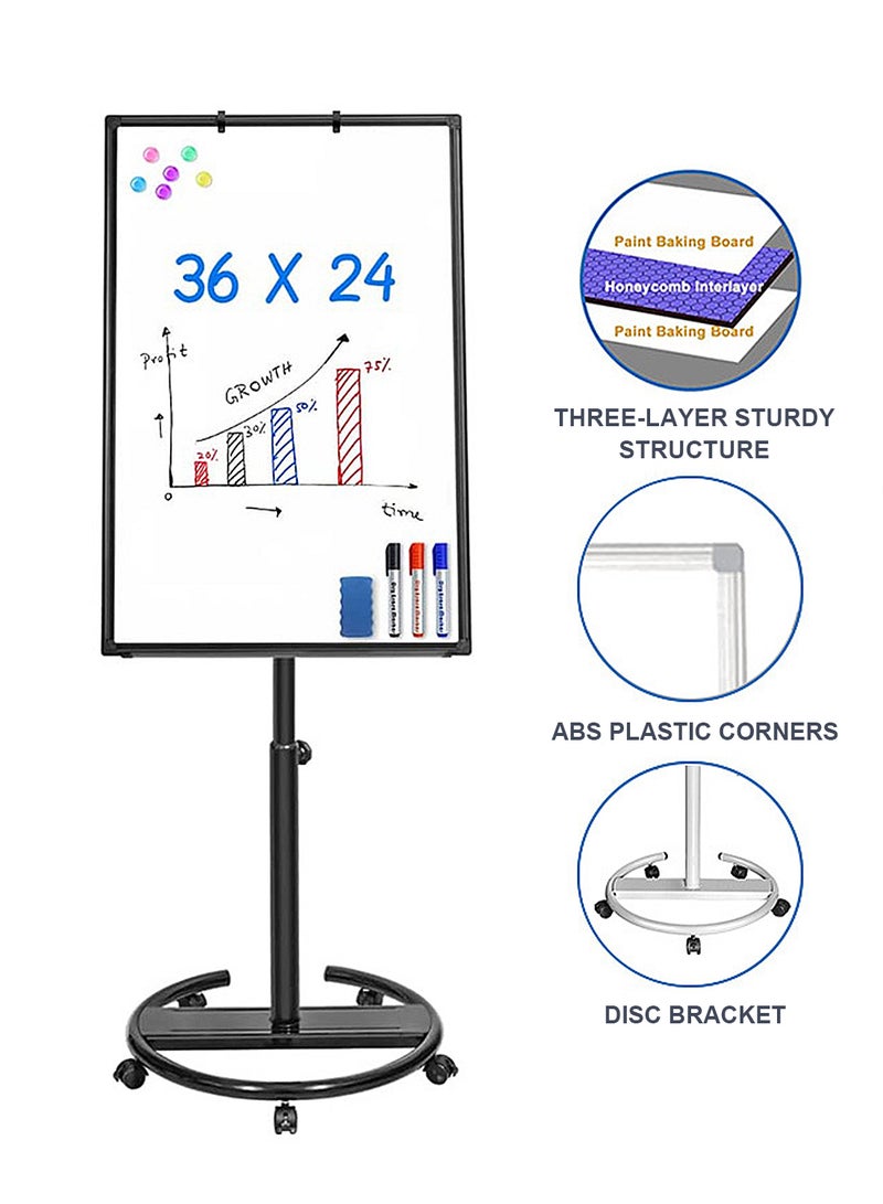 Kidle KidLe Dry Erase Boards Rolling Whiteboard, Mobile Round Base Whiteboard - 3-Layer Coated Smooth Surface, Ideal for Team Brainstorming, Education  - Image 3