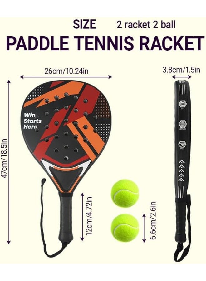 NNEWVANTE Padel Racket Set of 2 - ABS Surface & EVA Foam Core, Beach Paddle Tennis Racquets for Adults, Including 2 Balls & Carry Bag - Outdoor, Sand, Backyard, Pool Fun - Image 2