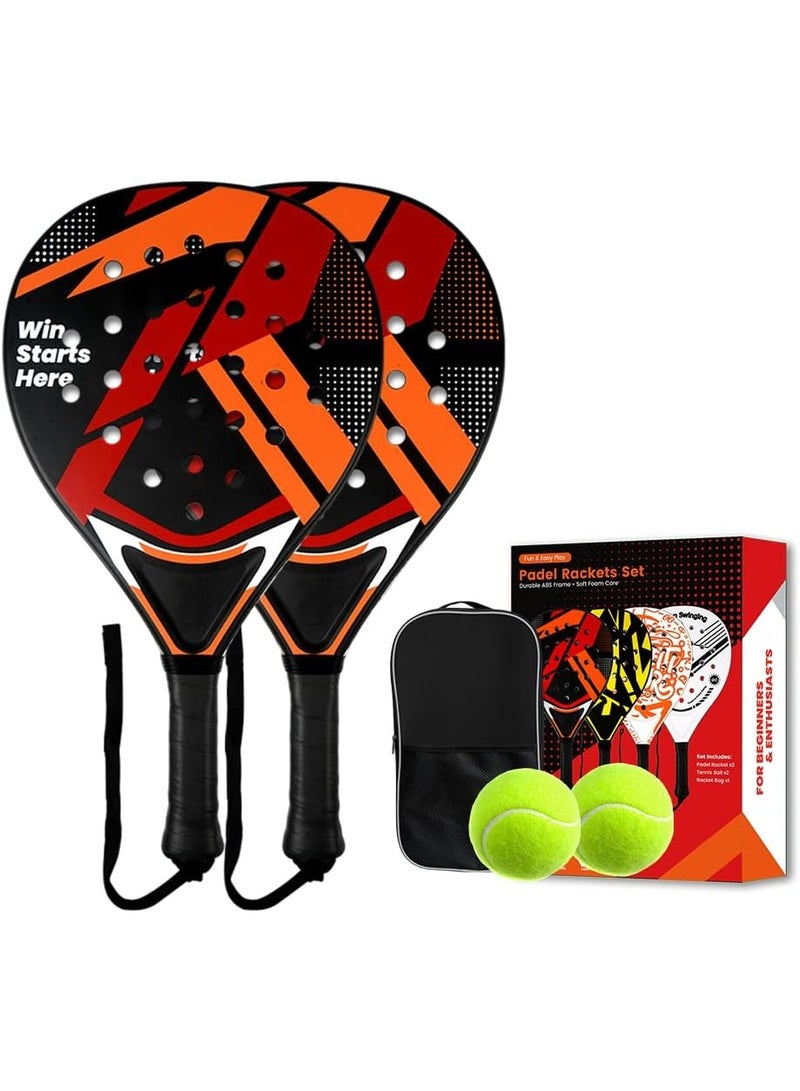 NNEWVANTE Padel Racket Set of 2 - ABS Surface & EVA Foam Core, Beach Paddle Tennis Racquets for Adults, Including 2 Balls & Carry Bag - Outdoor, Sand, Backyard, Pool Fun - Image 1