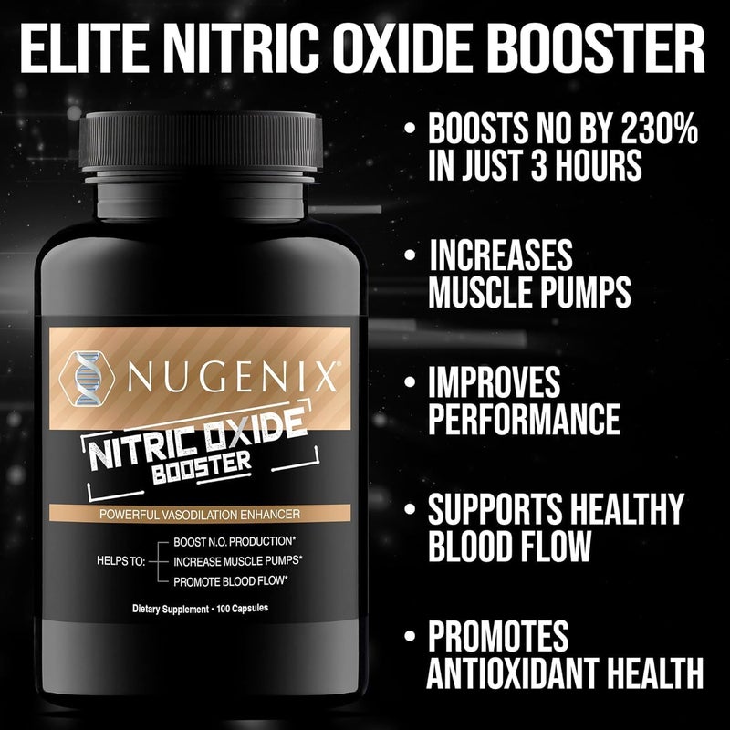 Nugenix Nitric Oxide Booster Supplement  Nitric Oxide Flow LArginine LCitrulline Pine Bark Extract  Vasodilator  100 Capsules - Image 4