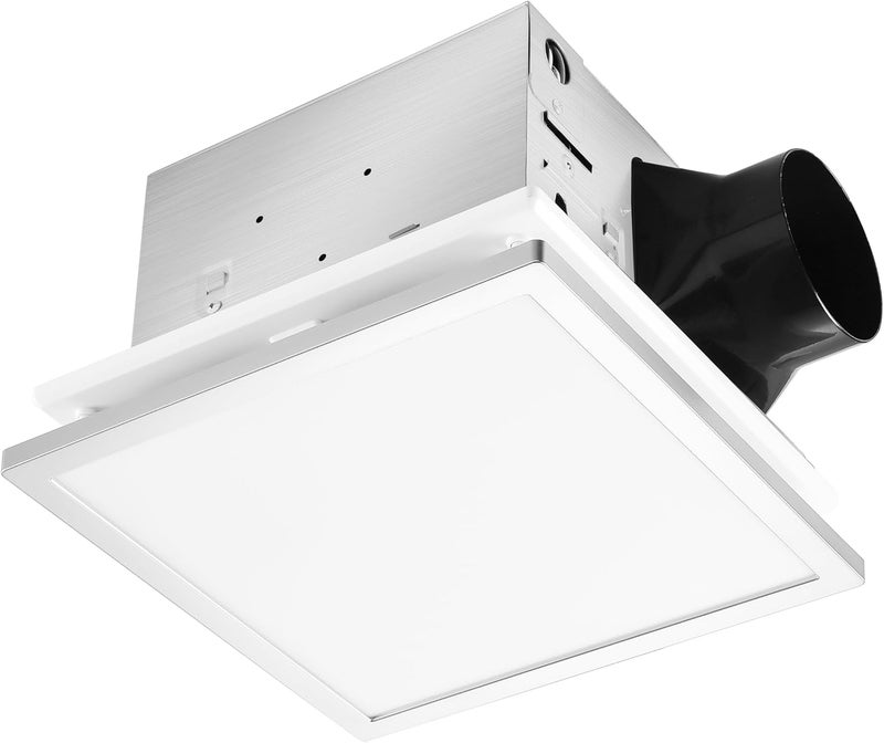 Tech Drive Modern Nickel Bathroom Exhaust Fan with Light, 110CFM, 1000lm Dimmable 5CCT LED Light Selectable, Quiet Ventilation Fan with night light,Energy Star Certified, Decorative Nickel Trim - Image 1