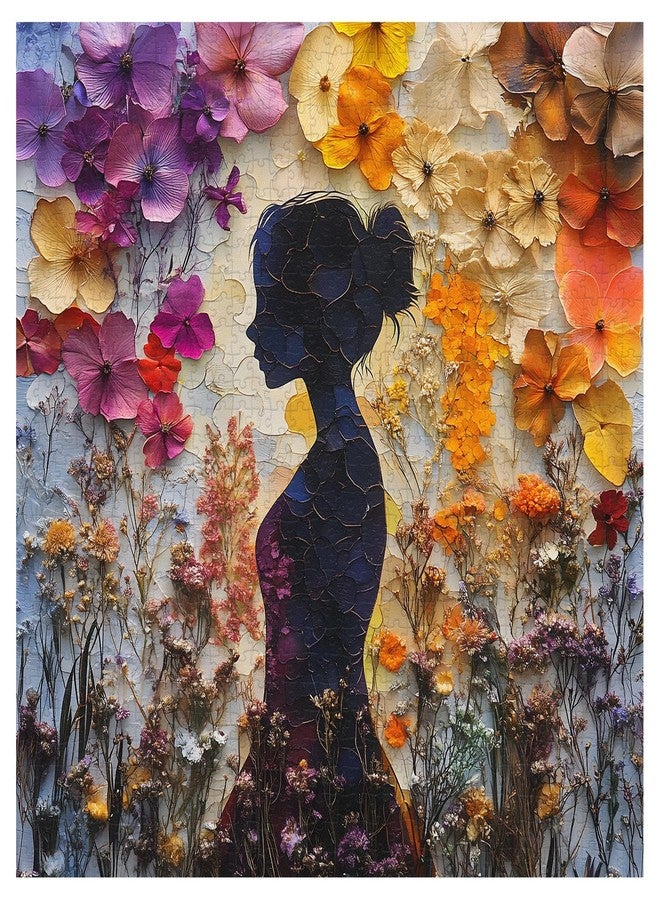 PICKFORU Flower Collage Art 1000 Piece Puzzle for Adults, Nature Spring Floral Jigsaw Puzzle, Gradient Wildflowers Garden Puzzles Wall Decor - Image 2