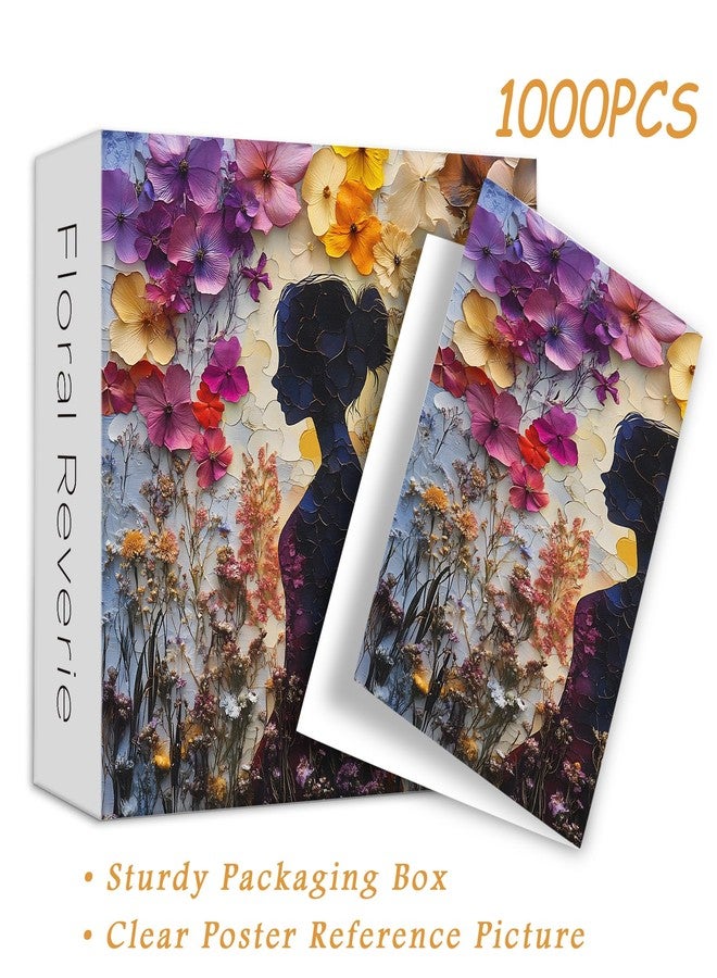 PICKFORU Flower Collage Art 1000 Piece Puzzle for Adults, Nature Spring Floral Jigsaw Puzzle, Gradient Wildflowers Garden Puzzles Wall Decor - Image 4