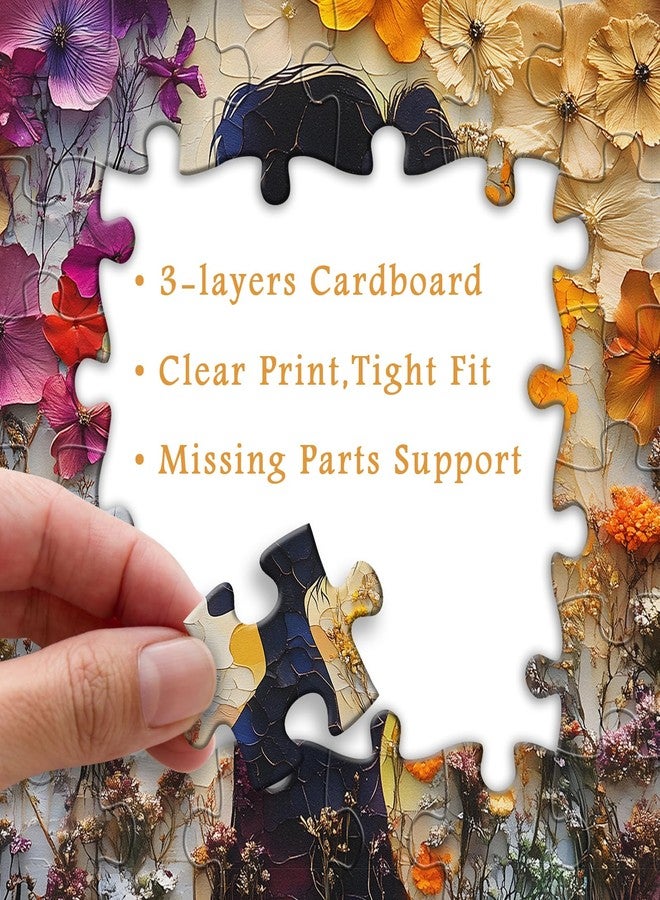 PICKFORU Flower Collage Art 1000 Piece Puzzle for Adults, Nature Spring Floral Jigsaw Puzzle, Gradient Wildflowers Garden Puzzles Wall Decor - Image 5