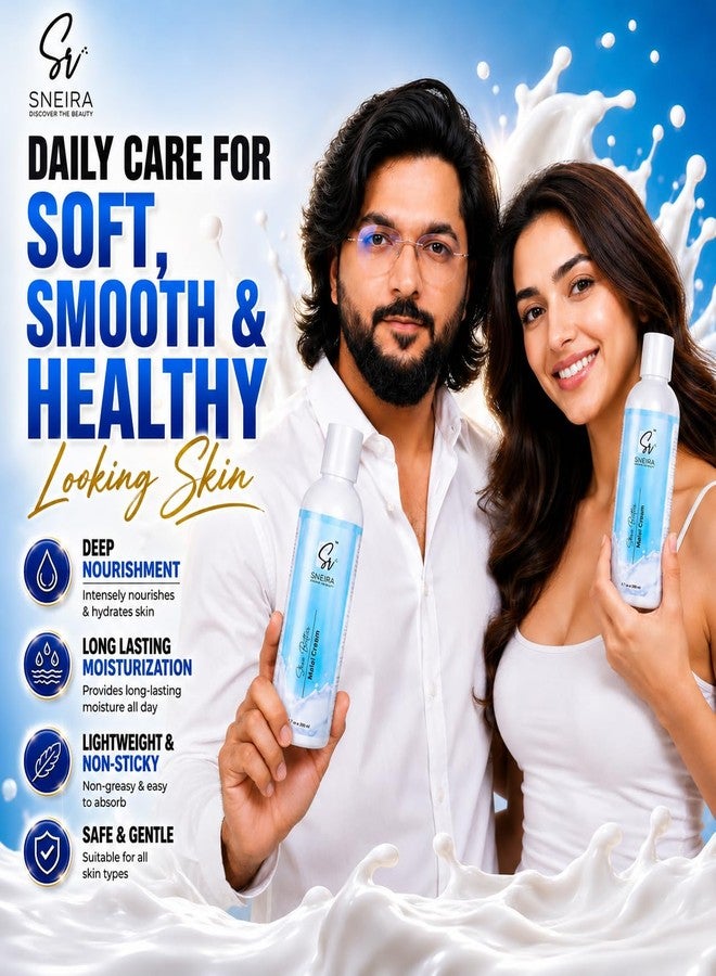 SNEIRA® Nourishing Shea Butter Malai Cream 600ml Body Lotion 48 H Moisturization Non Sticky Body Moisturizer With Shea Butter For Dry Skin - Image 2