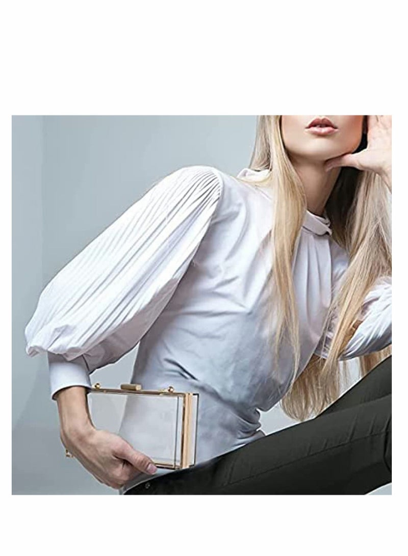 KASTWAVE Clear Purse Acrylic Clear Clutch Bag, Shoulder Handbag With Removable Gold Chain Strap - Image 3