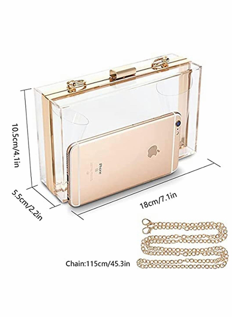 KASTWAVE Clear Purse Acrylic Clear Clutch Bag, Shoulder Handbag With Removable Gold Chain Strap - Image 5