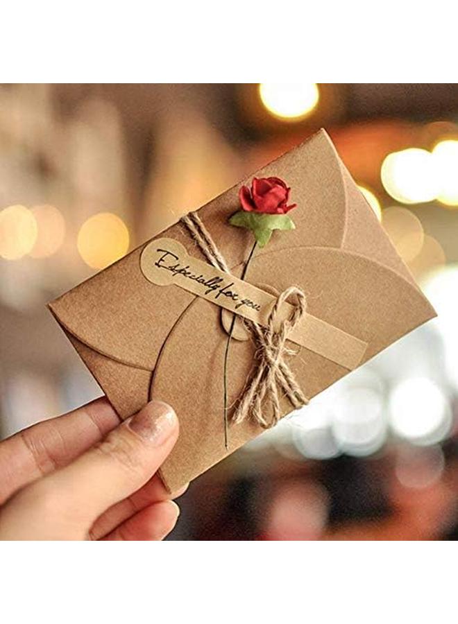 KASTWAVE 4 Pack Flower Pattern Thank You Card Handmade Invitation Greeting Card Wish Card For Wedding Birthday Festival - Image 3