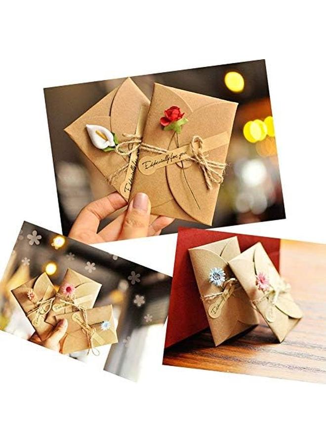 KASTWAVE 4 Pack Flower Pattern Thank You Card Handmade Invitation Greeting Card Wish Card For Wedding Birthday Festival - Image 4