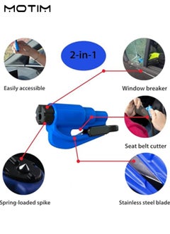 Motim 4 Pcs Mini Safety Hammer Car Escape Tool 2 IN 1, Emergency Car Glass Breaker Tool with Seat Belt Cutter, Broken Window Rescue Escape Tool  - Image 2
