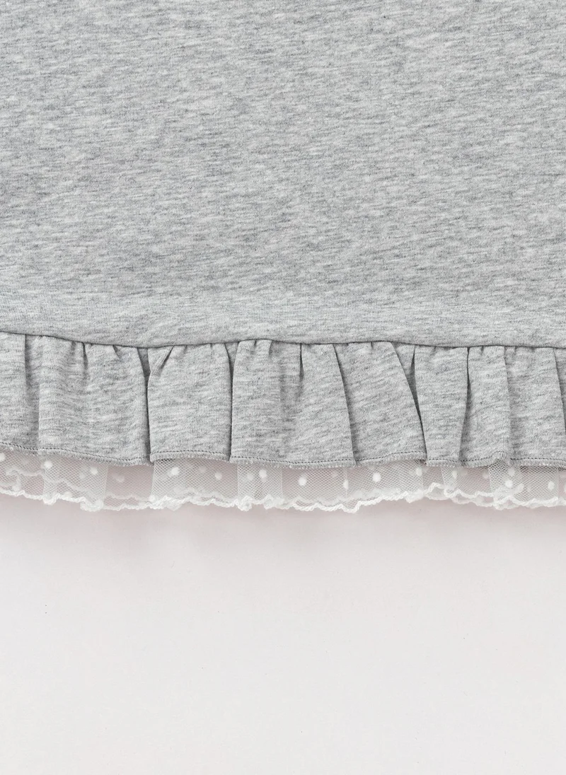 Balabala Grey Kids Girls Round v-neck short-sleeved T-shirt for Women | Best Price UAE