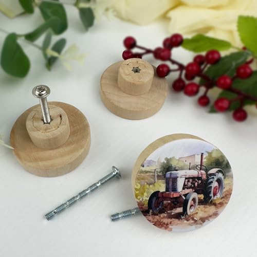 Lasyman 18 8PCS Vintage Unique Rustic Farm Wood Tractor Drawer Knobs Wooden Nursery Kids Room Decor Drawer Knobs and Pulls - Image 3