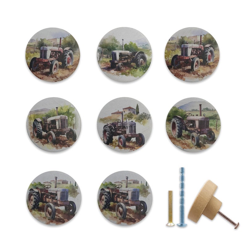 Lasyman 18 8PCS Vintage Unique Rustic Farm Wood Tractor Drawer Knobs Wooden Nursery Kids Room Decor Drawer Knobs and Pulls - Image 2