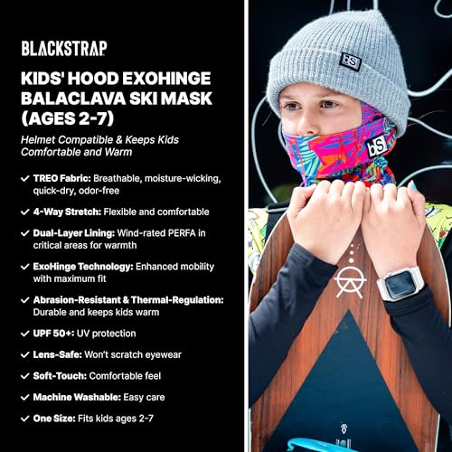 BLACKSTRAP بالاكلافا للتزلج للأطفال من بلاكستراپ، متوافقة مع الخوذة، تحافظ على راحة الأطفال ودفئهم، [أخضر زاهي] - Image 2