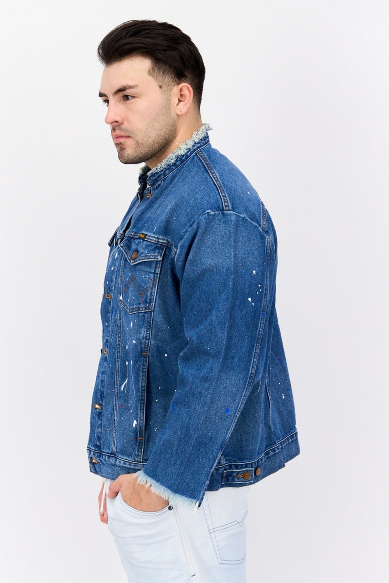 Wrangler Men Mock Neck Solid Long Sleeves Jacket Shirt, Blue - Image 2