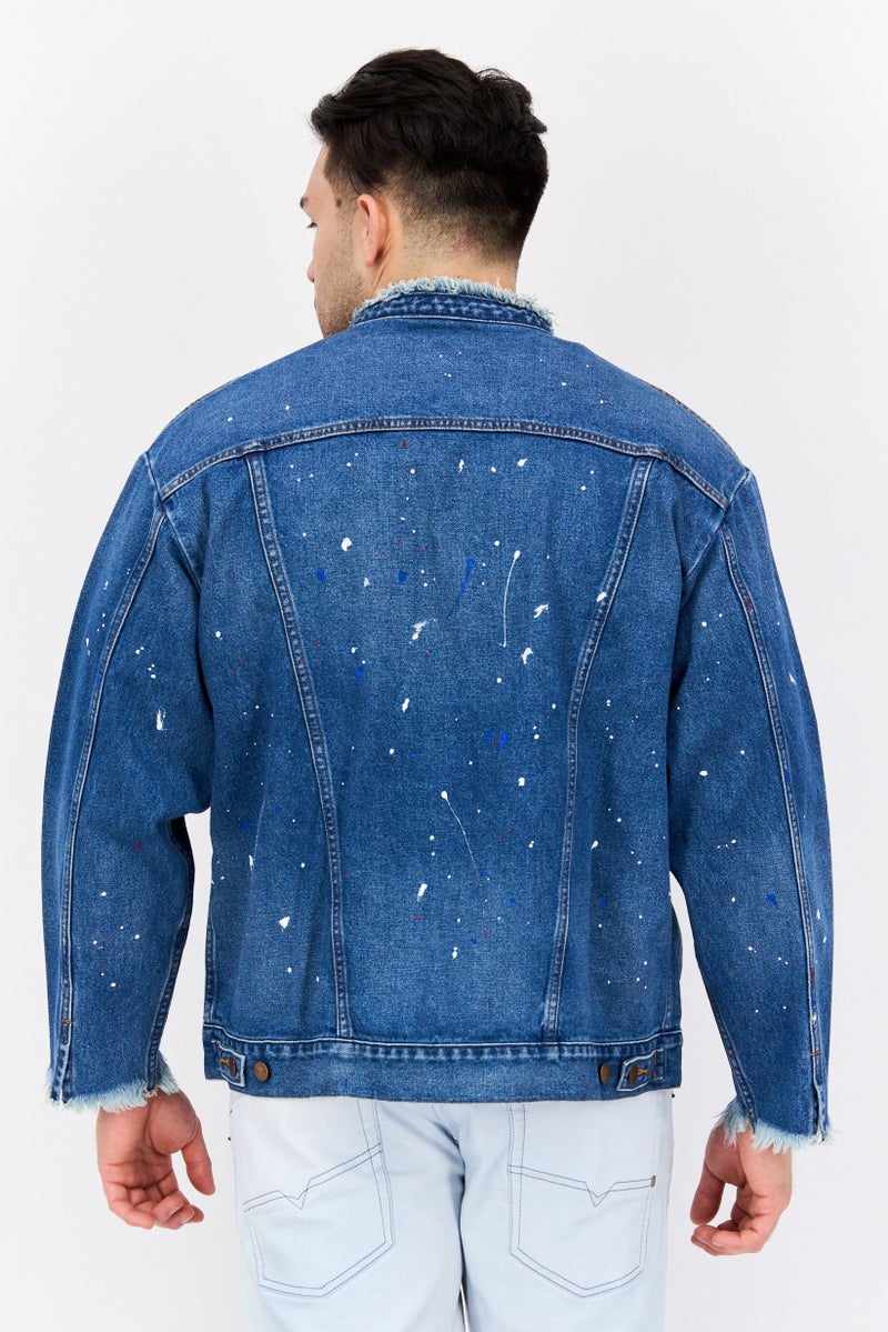 Wrangler Men Mock Neck Solid Long Sleeves Jacket Shirt, Blue - Image 3