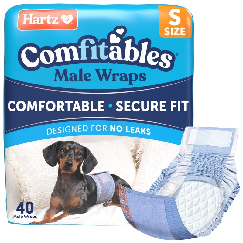 Hartz Comfitables Disposable Male Dog Wraps with Stretchy Waistband, Small 40Count - Image 1