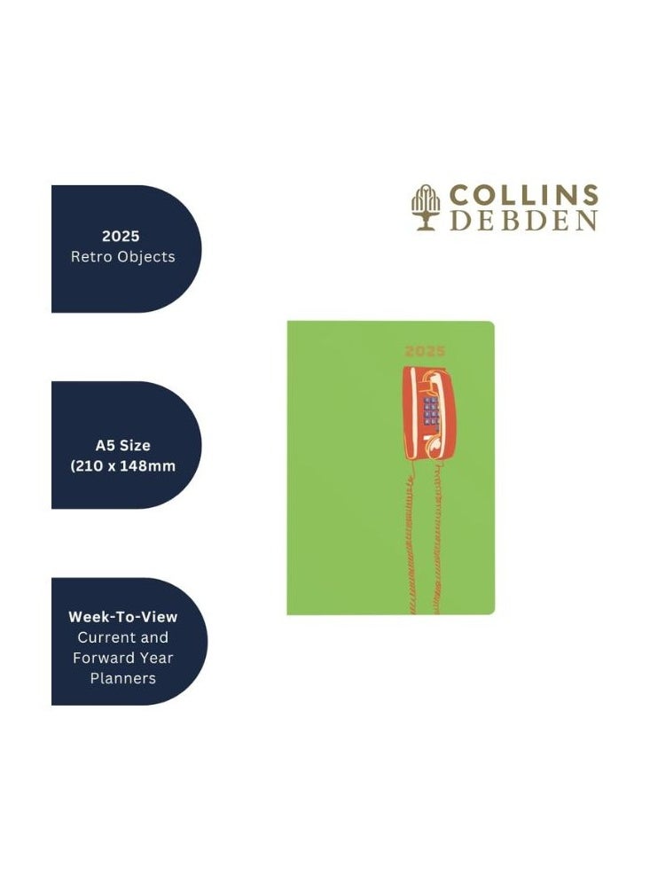 Collins Collins Retro Object by Katie Smith 2025 Planner - A5 Week to View Diary - 1980s Phone - (E-RO153.52-25) - Stylish Weekly Eco Diary with Recycled Paper  - Image 5