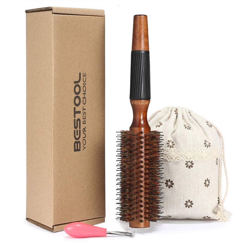 BESTOOL Round Brush for Blow Drying Round Hair Brush for Women or Men Boar Bristle Small Round Hairbrush for Quick Blowout Add ShineVolume Minimize Damage 22 Inch