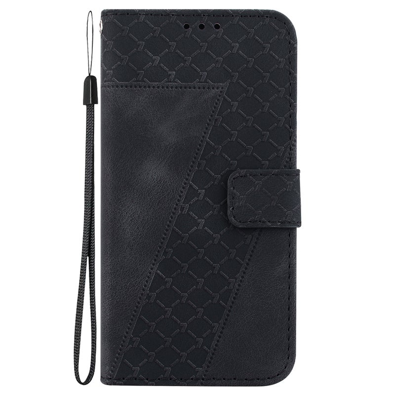BURAQ Case Cover For Samsung Galaxy A13 5G Seven-shaped Embossed Leather Phone Case(Black) - Image 2