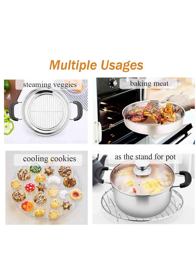 TeamFar TeamFar Round Cooling Rack Set of 3, 7½ & 9 & 10½ Inch, Stainless Steel Round Baking Steaming Rack Set, Fit for Oven/Pot/Air fryer, Healthy & Dishwasher Safe, Mirror Finish & Smooth Edge - Image 4
