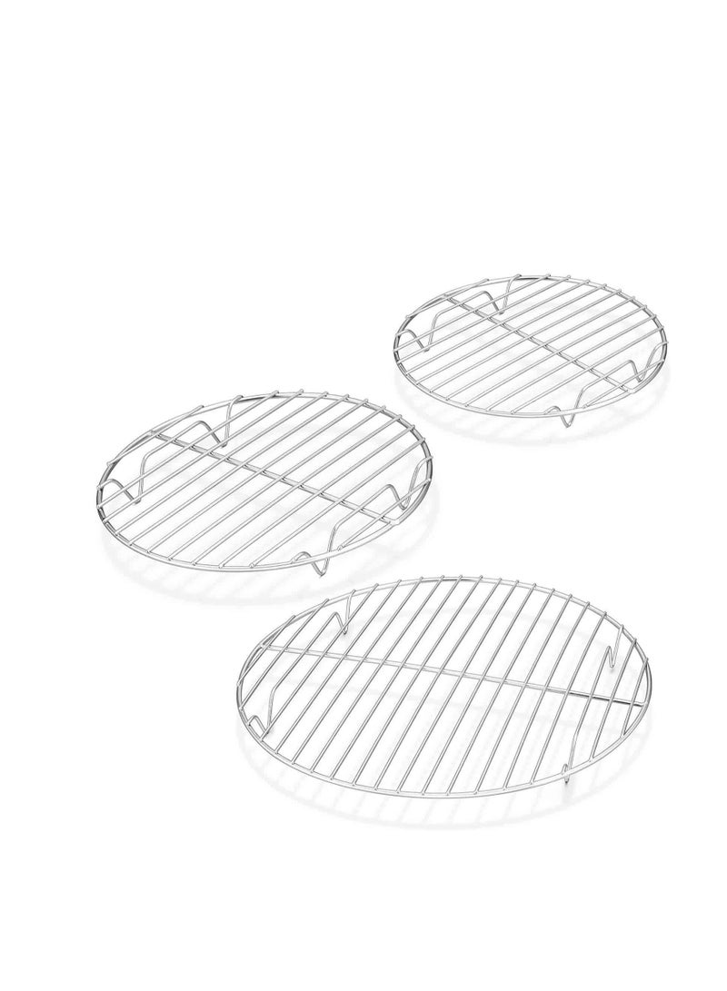 TeamFar TeamFar Round Cooling Rack Set of 3, 7½ & 9 & 10½ Inch, Stainless Steel Round Baking Steaming Rack Set, Fit for Oven/Pot/Air fryer, Healthy & Dishwasher Safe, Mirror Finish & Smooth Edge - Image 1