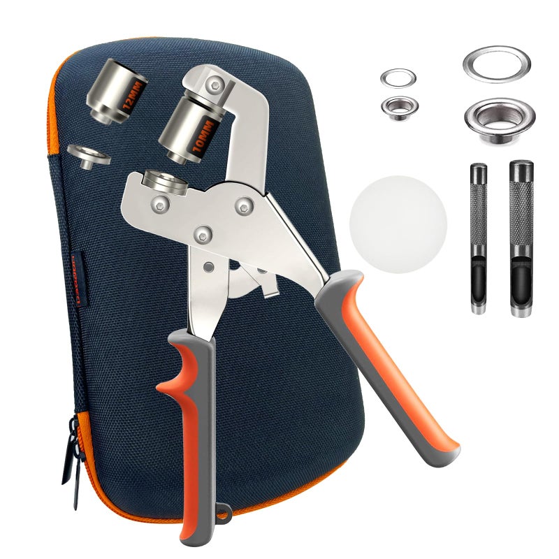 Hapden Heavy-Duty Grommet kit (3/8 and 1/2) Includes a Bag, 200 10 mm Grommets and 200 12 mm Grommets. Eyelet and Grommet Tool kit for DIY Tarp Ring Repair and Installation. - Image 1