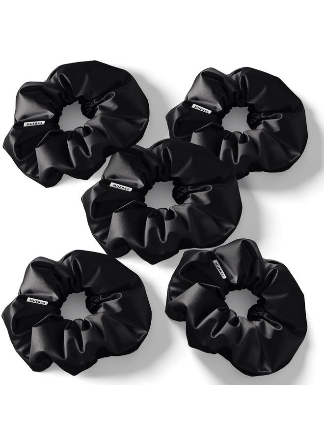 Mueras - Luxury Satin Scrunchies For Women And Girls Black Scrunchies Anti Hair Breakage Quality Tie Elastic (5) - Image 1