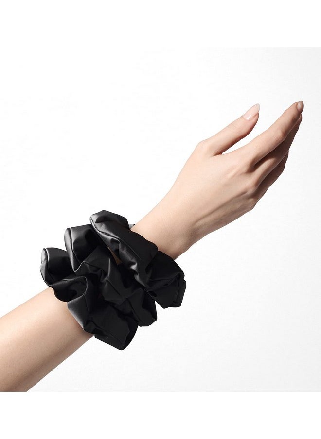 Mueras - Luxury Satin Scrunchies For Women And Girls Black Scrunchies Anti Hair Breakage Quality Tie Elastic (5) - Image 1