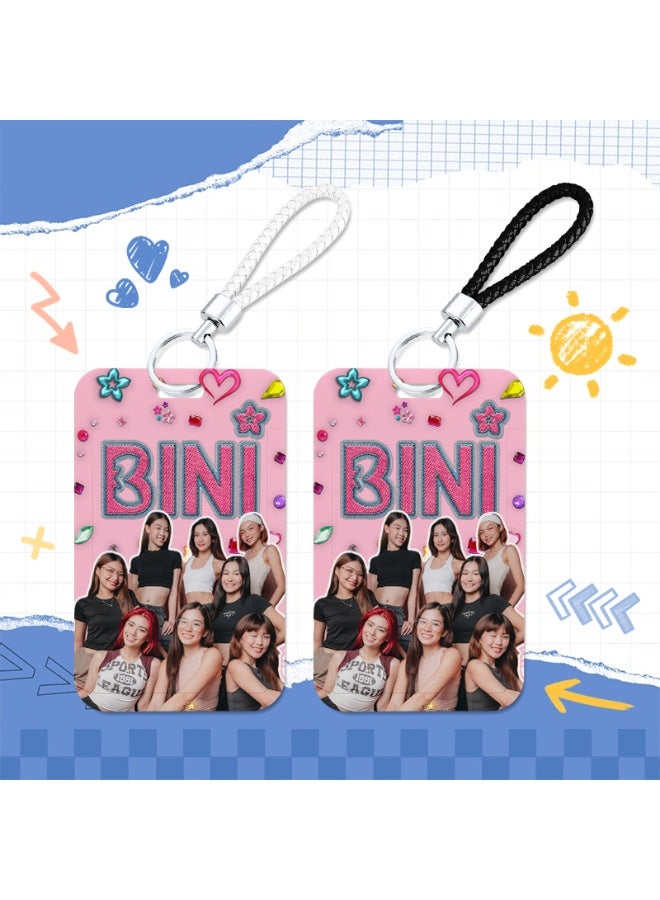 NIBEMINENT 1 - Piece BINI Kpop Photo Card Holder Pendant Key Chain ID Badge Holder ID Card Holder Photo Card Protector for School ID Office ID Access Card for Women Girls