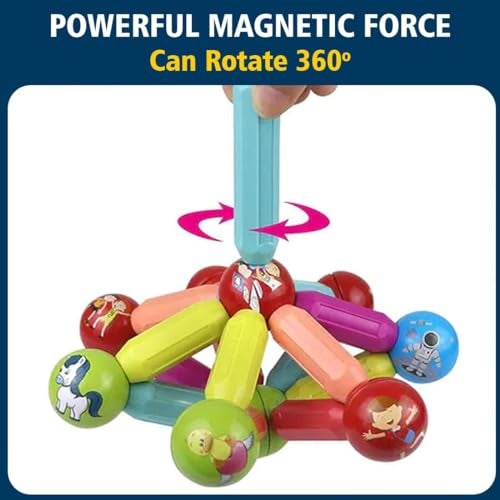 COSMOBABY Premium Magnetic Roundels Stick Building for Kids Toys for Girls Magnetic for Boys Age 3+ Years 4 to 15 Old - STEM Learning Creative Brain Development with Magnet Balls - 32 Pcs - Image 4