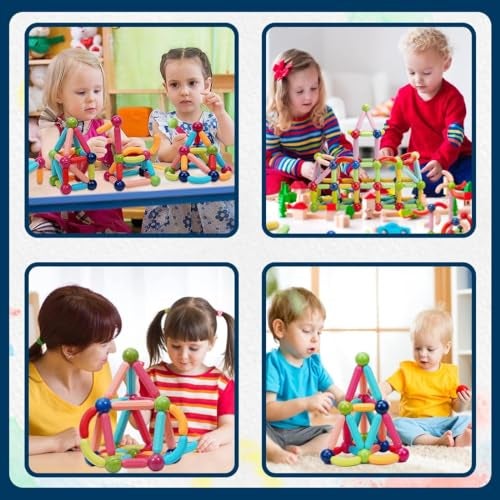COSMOBABY Premium Magnetic Roundels Stick Building for Kids Toys for Girls Magnetic for Boys Age 3+ Years 4 to 15 Old - STEM Learning Creative Brain Development with Magnet Balls - 32 Pcs - Image 2