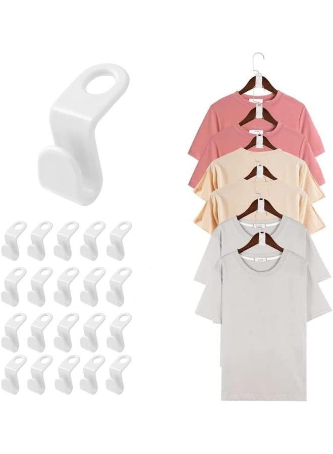 Red Dot Gift® 20 PCS White Color Space Saving Hanger Connector Hooks - Clothes Hanger Space Saver for Closet Organization, Space Saving Hangers for Clothes, Clothes Hanger Connector Hooks (White) - Image 1