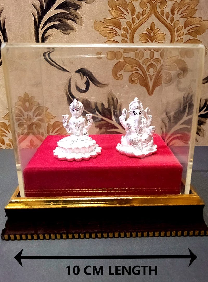 ELOISH Pure 999 Silver Action Lakshmi Ganesha Idol With Gift Box. (Silver Ornaments: 8 Grams) - Image 3