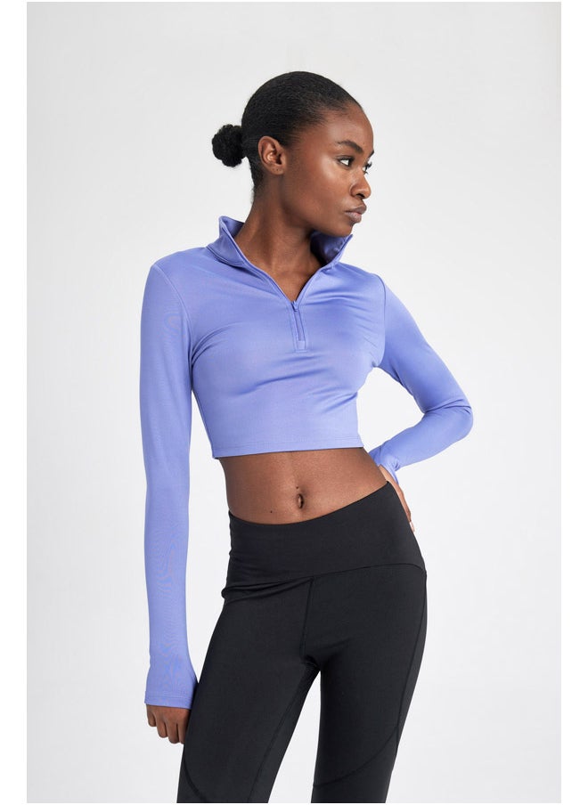 DeFacto - Woman Slim Fit Zip-Up Turtle Neck Knitted Long Sleeve T-Shirt - Image 1