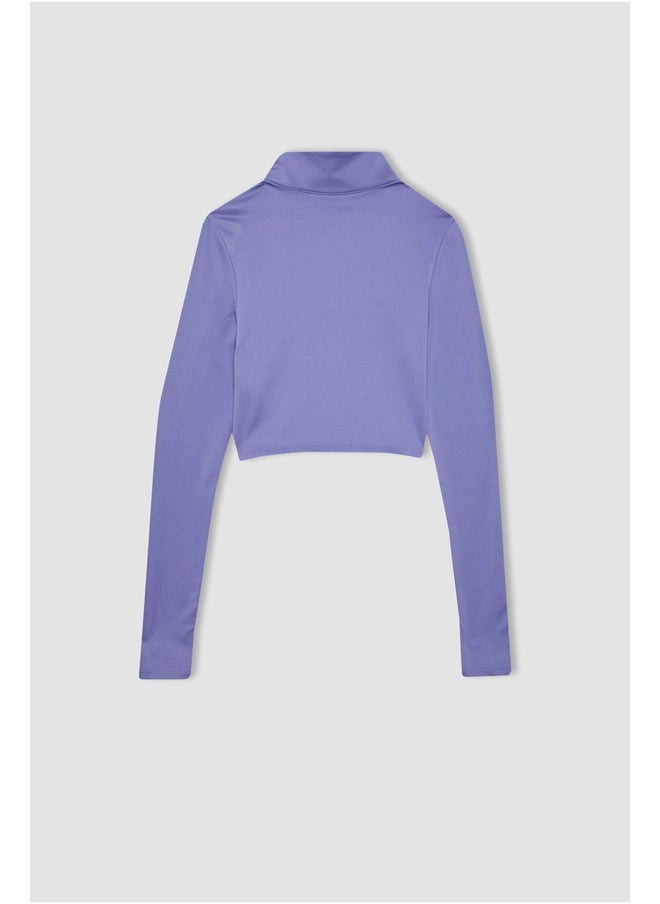 DeFacto - Woman Slim Fit Zip-Up Turtle Neck Knitted Long Sleeve T-Shirt - Image 1