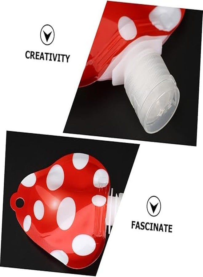 Jukusa Mini Travel Reusable Containers | Leakproof Pouches in Cute Red Strawberry, Red Mushroom, and Purple Brinjal Designs | Portable, Refillable, Safe for Shampoo & Lotion(30ml.,Set of 3) - Image 4