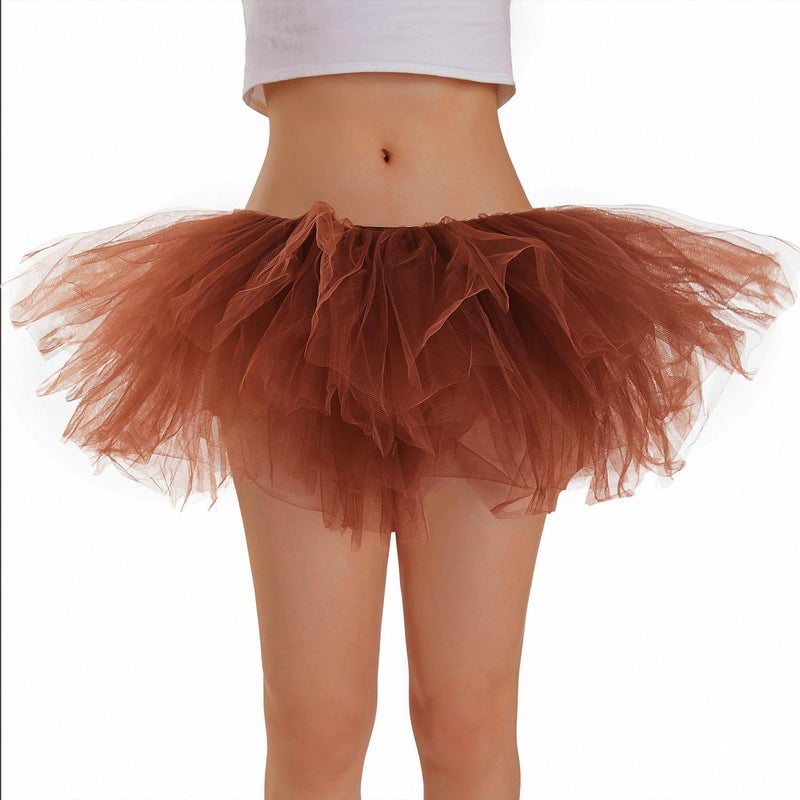 Phantomon Tutu Skirt Women's Teens Classic Elastic 5 Layered Tulle Ballet Skirt, 1950s Vintage Style Short Skirt, Adult Size - Image 3