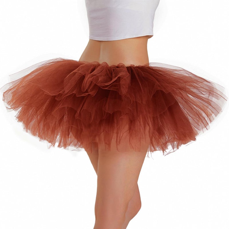 Phantomon Tutu Skirt Women's Teens Classic Elastic 5 Layered Tulle Ballet Skirt, 1950s Vintage Style Short Skirt, Adult Size - Image 1