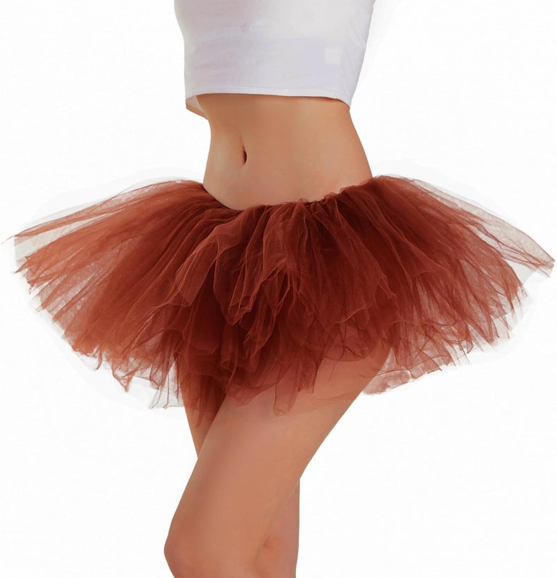 Phantomon Tutu Skirt Women's Teens Classic Elastic 5 Layered Tulle Ballet Skirt, 1950s Vintage Style Short Skirt, Adult Size - Image 5