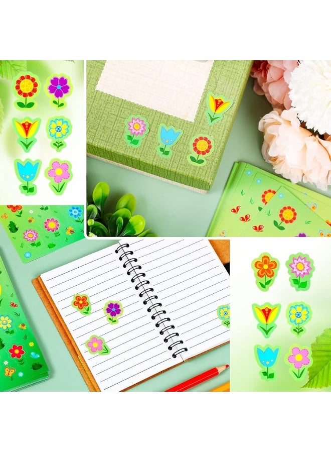 Pajean 480 Pieces Spring Flower Stickers for Kids Self Adhesive Multicolored Flowers Stickers Teachers Flowers Plant Planner Scrapbooking Book Stickers for Easter Spring Theme Party(Vivid Style) - Image 1