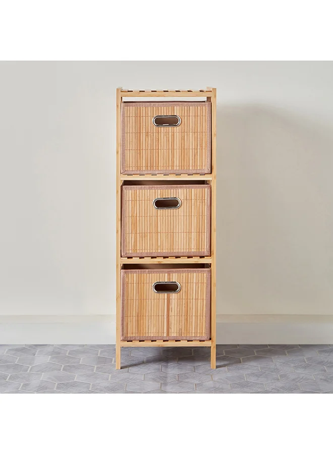 Home Box Natura Bamboo 3-Drawer Bathroom Cabinet 32 x 90 x 30 cm