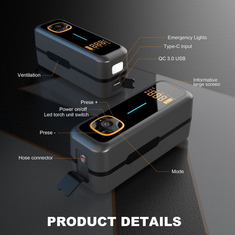 Portable Wireless Car Air Pump with Digital Display for Bicycles and Electric Vehicles - Image 3