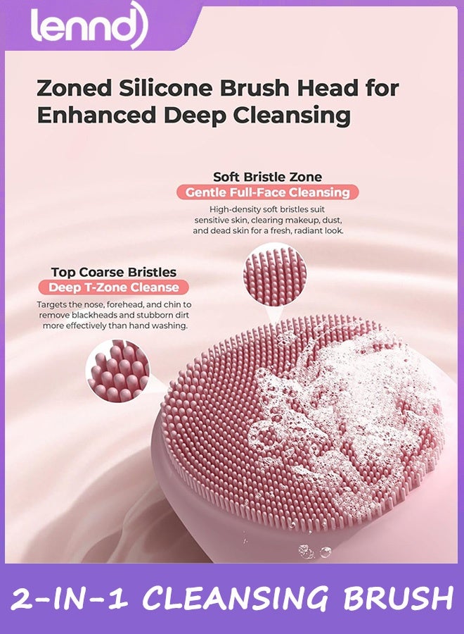 LENND Silicone Face Scrubber，2-In-1 Facial Cleansing Brush & Skin Spatula，Blackhead Remover Pore Cleaner for Face & Nose，IPX7 Waterproof Exfoliating Massager Deep Cleansing - Image 3