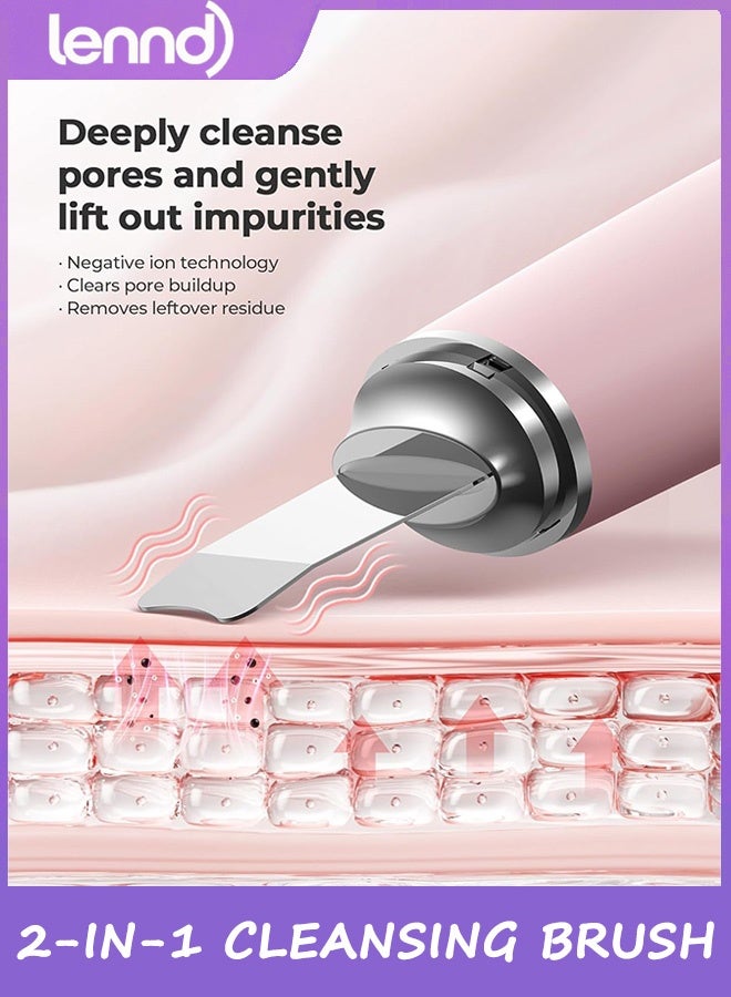 LENND Silicone Face Scrubber，2-In-1 Facial Cleansing Brush & Skin Spatula，Blackhead Remover Pore Cleaner for Face & Nose，IPX7 Waterproof Exfoliating Massager Deep Cleansing - Image 4