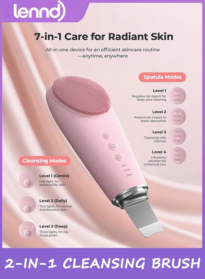 LENND Silicone Face Scrubber，2-In-1 Facial Cleansing Brush & Skin Spatula，Blackhead Remover Pore Cleaner for Face & Nose，IPX7 Waterproof Exfoliating Massager Deep Cleansing - Image 2