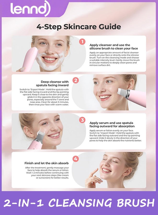 LENND Silicone Face Scrubber，2-In-1 Facial Cleansing Brush & Skin Spatula，Blackhead Remover Pore Cleaner for Face & Nose，IPX7 Waterproof Exfoliating Massager Deep Cleansing - Image 5